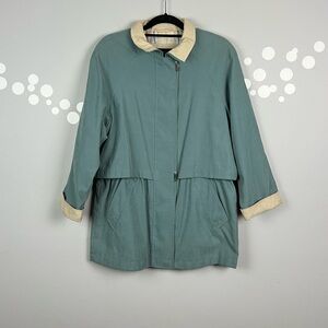 Vintage Braetan Rain Jacket Size S Sage Green Plaid Lined Utility Coat
